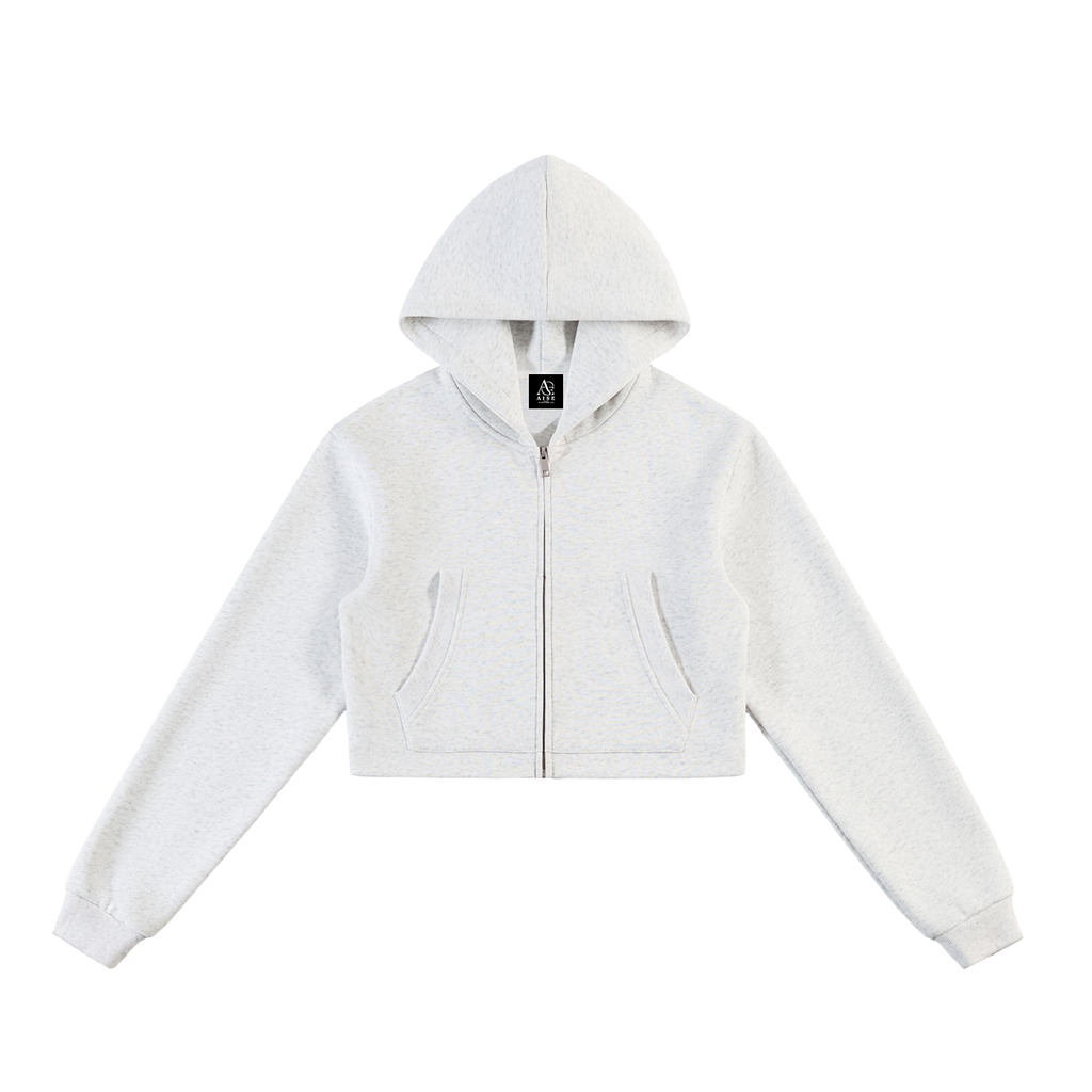 Essential Cropped Zip-Up Hoodie