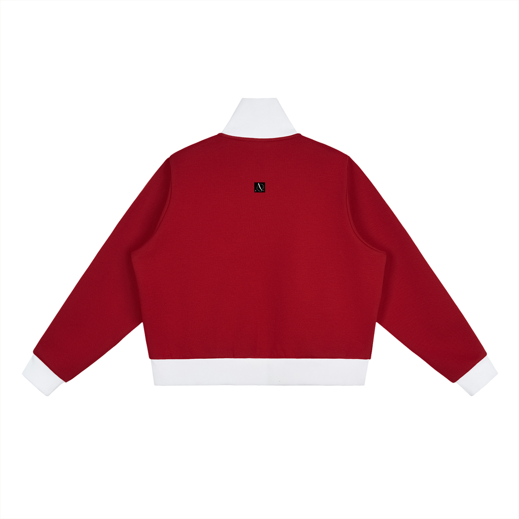 Women's Contrast Side Stripe Fleece Cropped Track Jacket
