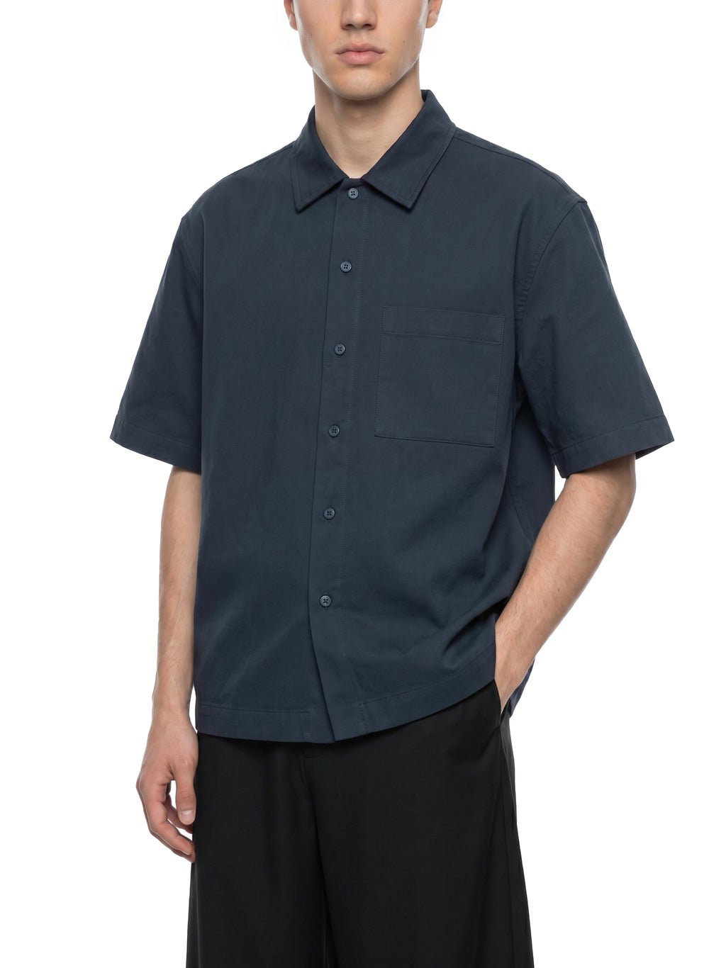 Unisex Boxy Patch Pocket Short Sleeve Shirt