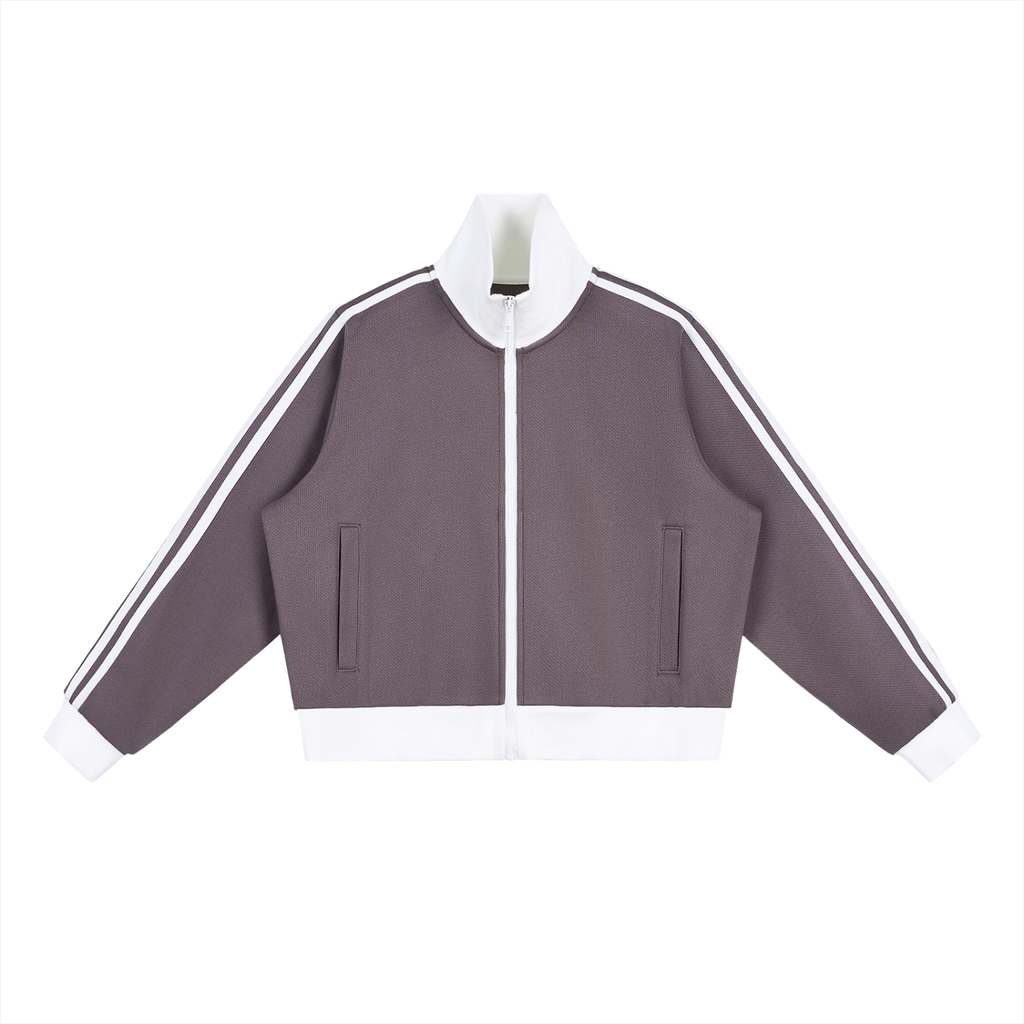 Women's Contrast Side Stripe Fleece Cropped Track Jacket