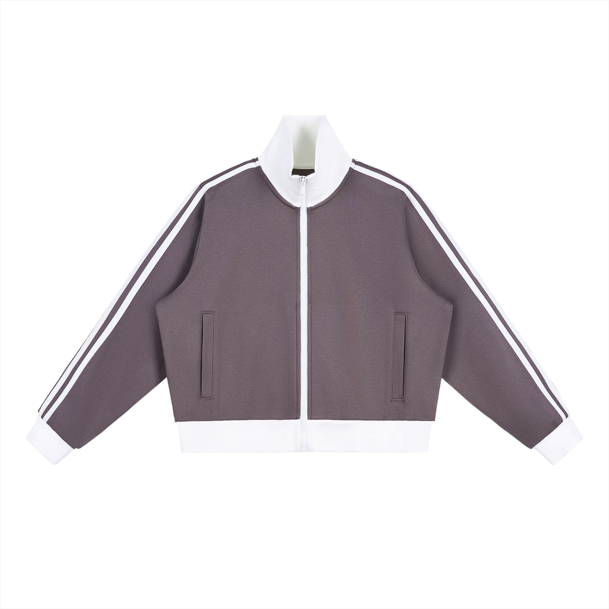 Women's Contrast Side Stripe Fleece Cropped Track Jacket
