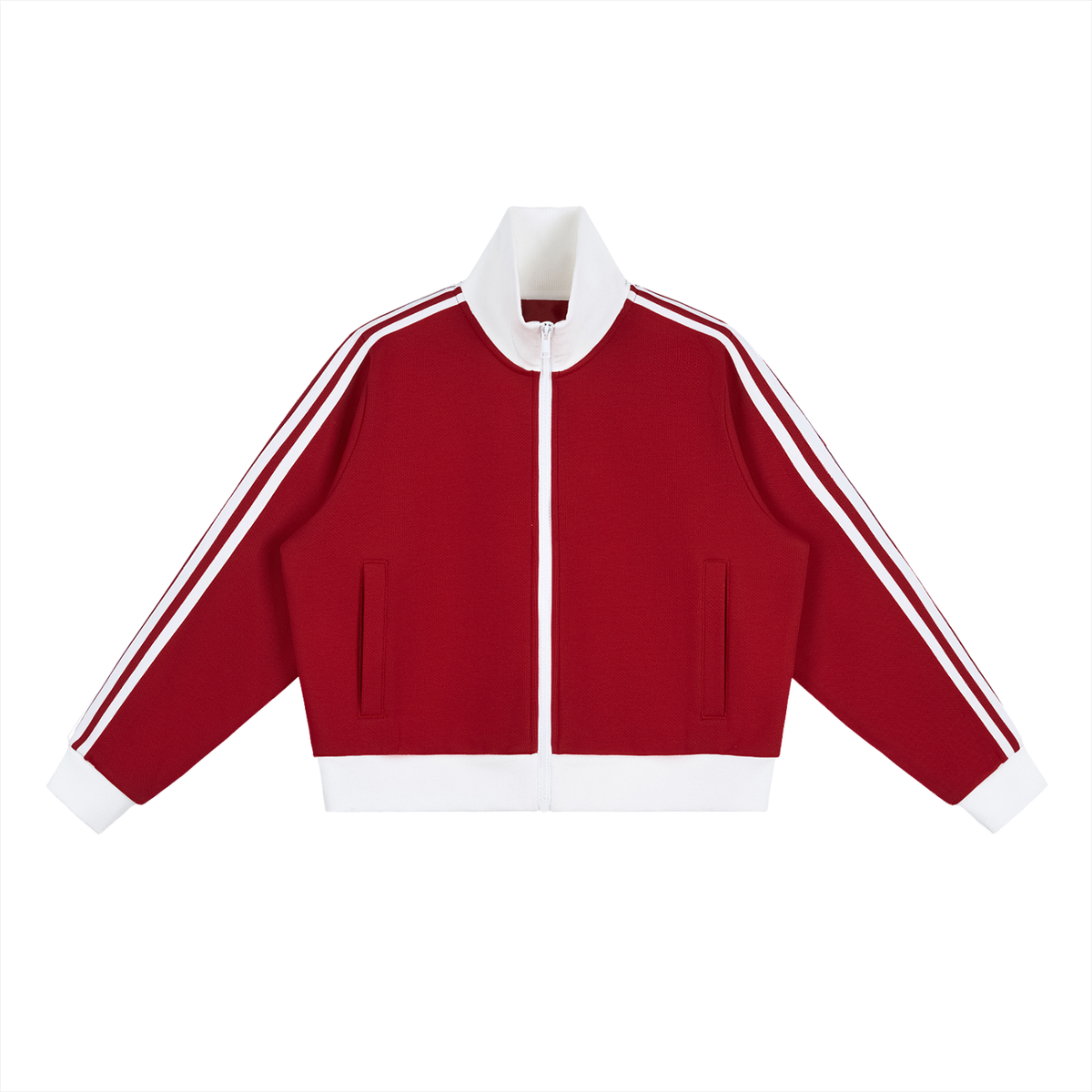 Women's Contrast Side Stripe Fleece Cropped Track Jacket