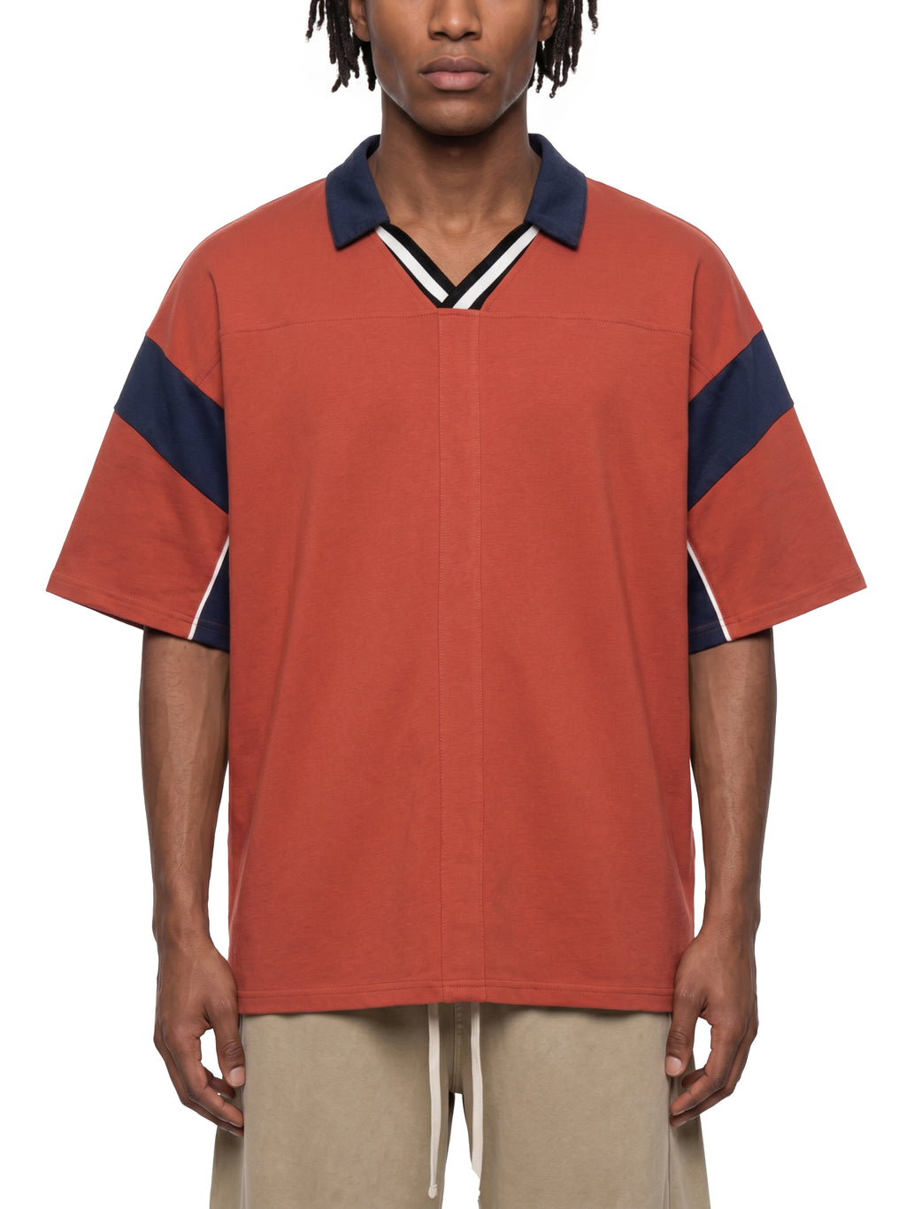 Unisex Boxy Color Block Polo Shirt