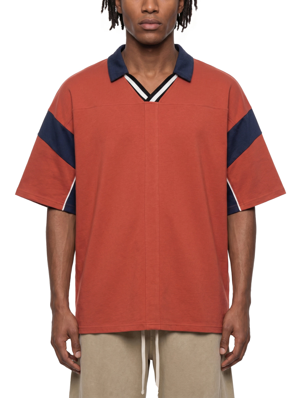 Unisex Boxy Color Block Polo Shirt