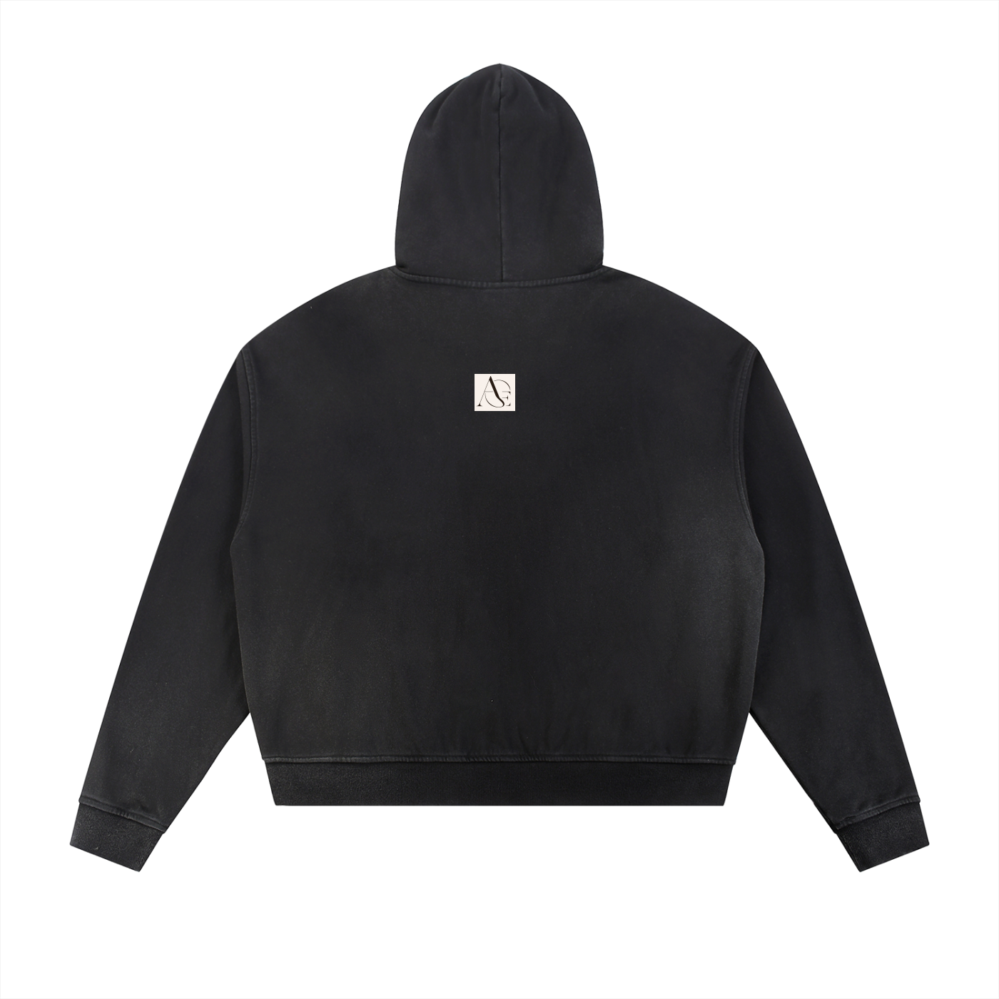Sun Fade Frayed Raw Edge Fleece Zip Hoodie