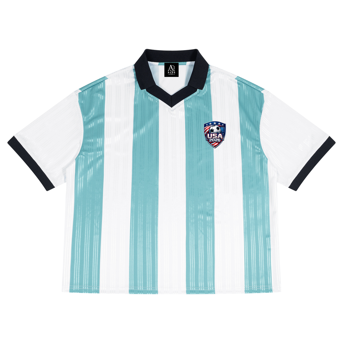 Unisex Boxy Striped Collared Soccer Jersey