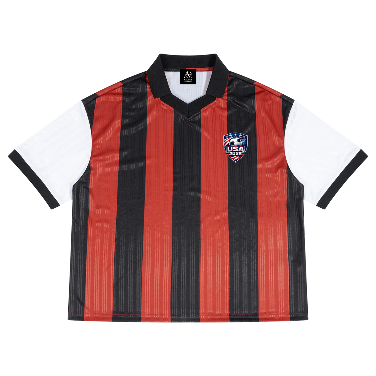 Unisex Boxy Striped Collared Soccer Jersey