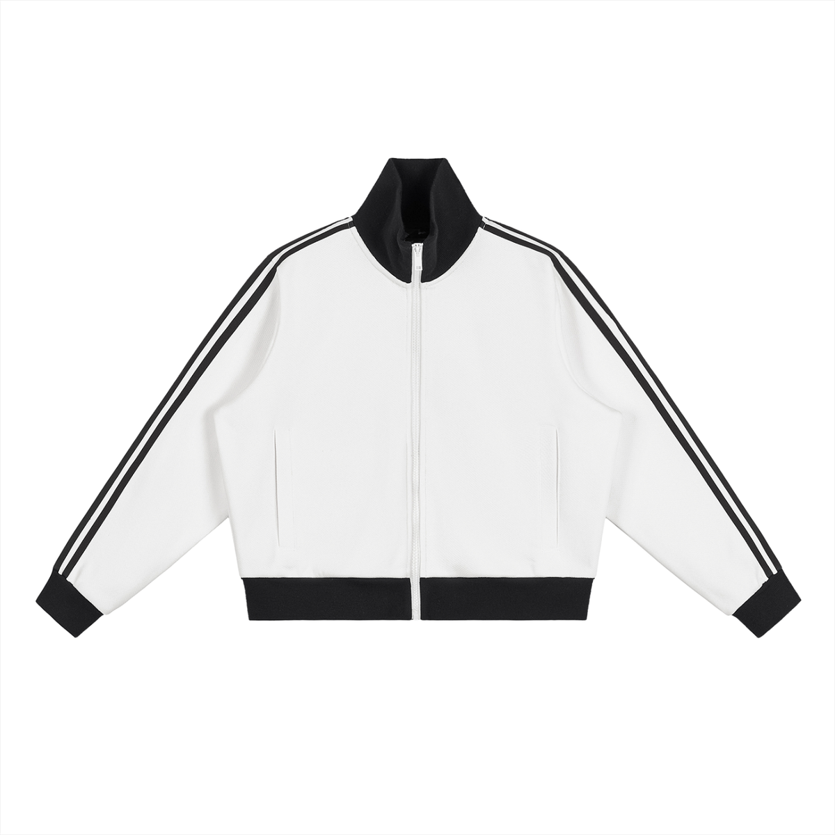 Women's Contrast Side Stripe Fleece Cropped Track Jacket